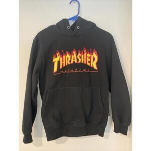 Thrasher Magazine Small Hoodie Sweatshirt Black Flame Logo Skater Skateboard